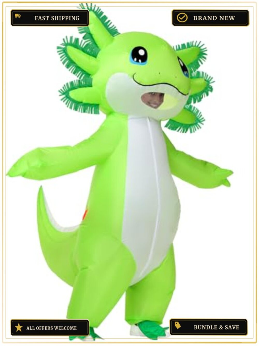 Inflatable Axolotl Costume Adult Halloween Blow Up Polyester